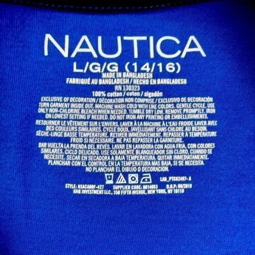NAUTICA | Youth Size Large 14/16 Blue Shirt with Black Embroidered Sailboat Logo